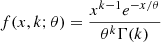 $$ \begin{aligned} f(x,k;\theta ) = \frac{x^{k-1} e^{-x/\theta } }{\theta ^k \Gamma (k)} \end{aligned} $$