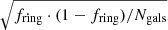 Mathematical equation: $ \sqrt{f_{\mathrm{ring}}\cdot (1-f_{\mathrm{ring}})/N_{\mathrm{gals}}} $