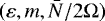 Mathematical equation: $(\varepsilon,m,\bar{N}/2\Omega)$