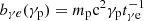 Mathematical equation: $ b_{\gamma e}(\gamma_{\mathrm{p}}) = m_{\mathrm{p}} \mathrm{c}^2 \gamma_{\mathrm{p}} t_{\mathrm{\gamma e}}^{-1} $