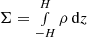 Mathematical equation: $ \Sigma=\smallint^H_{-H} \rho \, {\rm d}z $