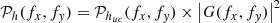 Mathematical equation: $$ \begin{aligned} \mathcal{P} _h (f_{x}, f_{y}) =\mathcal{P} _{h_{uc}} (f_{x}, f_{y}) \times \left| {G}(f_{x}, f_{y}) \right|^{2} \end{aligned} $$