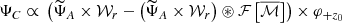 Mathematical equation: $$ \begin{aligned} {\Psi _C} \propto {\rm{ }} \left( \widetilde{\Psi }_{A} \times \mathcal{W} _{r} - \left( \widetilde{\Psi }_{A} \times \mathcal{W} _{r} \right) \circledast \mathcal{F} \left[ \overline{\mathcal{M} }\right] \right) \times \varphi _{+z_{0}} \end{aligned} $$