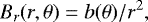 Mathematical equation: \begin{equation*} B_r(r,\theta)=b(\theta)/r^2, \end{equation*}