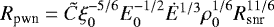 Mathematical equation: $R_{\textrm{pwn}} = \tilde{C} \xi_0^{-5/6}E_0^{-1/2} \dot{E}^{1/3}\rho_0^{1/6}R_{\textrm{snr}}^{11/6}$