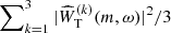 Mathematical equation: $ \sum\nolimits_{k=1}^3|\widehat{W}_{\mathrm{T}}^{(k)}(m,\omega)|^2/3 $