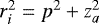 Mathematical equation: $r_i^2=p^2+z_a^2$