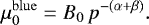Mathematical equation: \begin{equation*} \mu_0^{\mathrm{blue}} = B_0\, p^{-(\alpha+\beta)}. \end{equation*}