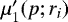 Mathematical equation: $\mu'_1(p;r_i)$