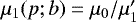 Mathematical equation: $\mu_1(p;b)=\mu_0/\mu'_1$