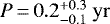 Mathematical equation: $P\,{=}\,0.2_{-0.1}^{+0.3} \ \mathrm{yr}$