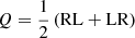 Mathematical equation: $$ \begin{aligned}&Q = \frac{1}{2} \left( \mathrm{RL} + \mathrm{LR} \right) \end{aligned} $$