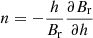 Mathematical equation: $ n = -\frac{h}{B_{\mathrm{r}}}\frac{\partial{B_{\mathrm{r}}}}{\partial h} $
