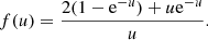 Mathematical equation: $$ \begin{aligned} f(u)={2(1-\mathrm{e}^{-u})+u \mathrm{e}^{-u} \over u}. \end{aligned} $$