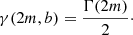 Mathematical equation: $$ \begin{aligned} \gamma (2m,b) = \frac{\Gamma (2m)}{2}\cdot \end{aligned} $$