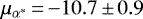 Mathematical equation: $\mu_{\alpha^{*}}\,{=}\,{-}10.7\,{\pm}\,0.9$
