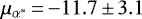 Mathematical equation: $\mu_{\alpha^{*}}\,{=}\,{-}11.7\,{\pm}\,3.1$