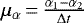 Mathematical equation: $\mu_{\alpha}\,{=}\,\frac{\alpha_1 - \alpha_2}{\Delta t}$
