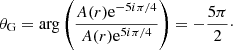 Mathematical equation: $$ \begin{aligned} \theta _{\rm G} = \arg \left( \frac{A(r) \mathrm{e}^{-5i\pi /4}}{ A(r) \mathrm{e}^{5i\pi /4}} \right) = - \frac{5 \pi }{2}\cdot \end{aligned} $$