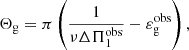 Mathematical equation: $$ \begin{aligned} \Theta _{\rm g}= \pi \left( \frac{1}{\nu \Delta \Pi _1^\mathrm{obs}}-\varepsilon _{\rm g}^\mathrm{obs}\right) , \end{aligned} $$