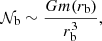 Mathematical equation: $$ \begin{aligned} \mathcal{N} _{\rm b}\sim \frac{G m(r_{\rm b})}{r_{\rm b}^3} , \end{aligned} $$