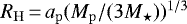 Mathematical equation: $R_{\mathrm{H}}\,{=}\,a_{\mathrm{p}}(M_{\mathrm{p}}/(3M_{\star}))^{1/3}$