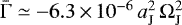 Mathematical equation: $\bar{\Gamma}\simeq-6.3\,{\times}\,10^{-6}\,a_{\mathrm{J}}^{2}\,\Omega_{\mathrm{J}}^{2}$