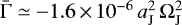 Mathematical equation: $\bar{\Gamma}\simeq-1.6\,{\times}\,10^{-6}\,a_{\mathrm{J}}^{2}\,\Omega_{\mathrm{J}}^{2}$