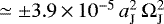 Mathematical equation: $\simeq\pm3.9\,{\times}\,10^{-5}\,a_{\mathrm{J}}^{2}\,\Omega_{\mathrm{J}}^{2}$