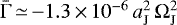 Mathematical equation: $\bar{\Gamma}\,{\simeq}\,{-}1.3\,{\times}\,10^{-6}\,a_{\mathrm{J}}^{2}\,\Omega_{\mathrm{J}}^{2}$
