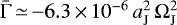 Mathematical equation: $\bar{\Gamma}\,{\simeq}\,{-}6.3\,{\times}\,10^{-6}\,a_{\mathrm{J}}^{2}\,\Omega_{\mathrm{J}}^{2}$