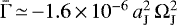 Mathematical equation: $\bar{\Gamma}\,{\simeq}\,{-}1.6\,{\times}\,10^{-6}\,a_{\mathrm{J}}^{2}\,\Omega_{\mathrm{J}}^{2}$