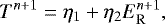 Mathematical equation: \begin{equation*} T^{n+1} = \eta_{1}+\eta_{2}E_{\mathrm{R}}^{n+1},\end{equation*}