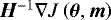 Mathematical equation: $\bm{H}^{-1} \nabla J\left({\bm{\theta}},\bm{m}\right)$