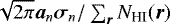 Mathematical equation: $\sqrt{2\pi}\bm{a}_n{\bm{\sigma}}_n/\sum_{\bm{r}}^{}N_{\textrm{HI}}(\bm{r})$