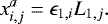 Mathematical equation: \begin{equation*} x^a_{i,j} = \epsilon_{1,i} L_{1,j}. \end{equation*}