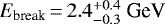 Mathematical equation: ${E}_{\textrm{break}}\,{=}\,2.4^{+0.4}_{-0.3}\ \textrm{GeV}$