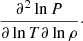 Mathematical equation: $$ \begin{aligned} \frac{{{\partial }^{2}}\ln P}{\partial \ln T\partial \ln \rho } \cdot \end{aligned} $$