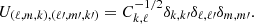 Mathematical equation: $$ \begin{aligned} U_{(\ell ,m,k),(\ell \prime ,m\prime ,k\prime )} = C_{k,\ell }^{-1/2} \delta _{k,k\prime } \delta _{\ell ,\ell \prime } \delta _{m,m\prime }. \end{aligned} $$