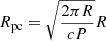 Mathematical equation: $ R_{\mathrm{pc}}= \sqrt{\frac{2 \pi R}{c P}} R $