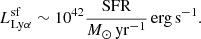 $$ \begin{aligned} L_{\mathrm{{Ly}}\alpha }^\mathrm{{sf}} \sim 10^{42} \frac{\mathrm{SFR} }{M_\odot \,\mathrm{yr} ^{-1}} \, \mathrm{erg} \,\mathrm{s} ^{-1}. \end{aligned} $$