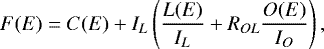 Mathematical equation: \begin{equation*} F(E) = C(E) + I_{L} \left( \frac{L(E)}{I_L} + R_{OL} \frac{O(E)}{I_O} \right),\end{equation*}