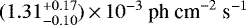Mathematical equation: $(1.31^{+0.17}_{-0.10})\,{\times}\,10^{-3}~{\textrm{ph~cm}^{-2}~\textrm{s}^{-1}}$