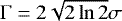 Mathematical equation: $\Gamma = 2\sqrt{2\ln2}\sigma$