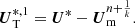 Mathematical equation: $$ \begin{aligned} {\boldsymbol{U}}_{\rm T}^{*,1} = {\boldsymbol{U}}^* - {\boldsymbol{U}}_{\rm m}^{n+\frac{1}{k}}. \end{aligned} $$