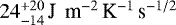 Mathematical equation: $24^{+20}_{-14}\, \textrm{J\, m}^{-2}\, \textrm{K}^{-1}\, \textrm{s}^{-1/2}$
