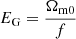 Mathematical equation: $ E_{\mathrm{G}} = \frac{\Omega_{\mathrm{m0}}}{f} $