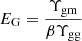 Mathematical equation: $ E_{\mathrm{G}} = \frac{\Upsilon_{\mathrm{gm}}}{\beta \Upsilon_{\mathrm{gg}}} $
