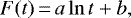 Mathematical equation: \begin{equation*} F(t)\,{=}\,a\ln{t}+b,\end{equation*}