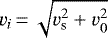Mathematical equation: $v_i\,{=}\,\sqrt{v_{\textrm{s}}^2+v_0^2}$